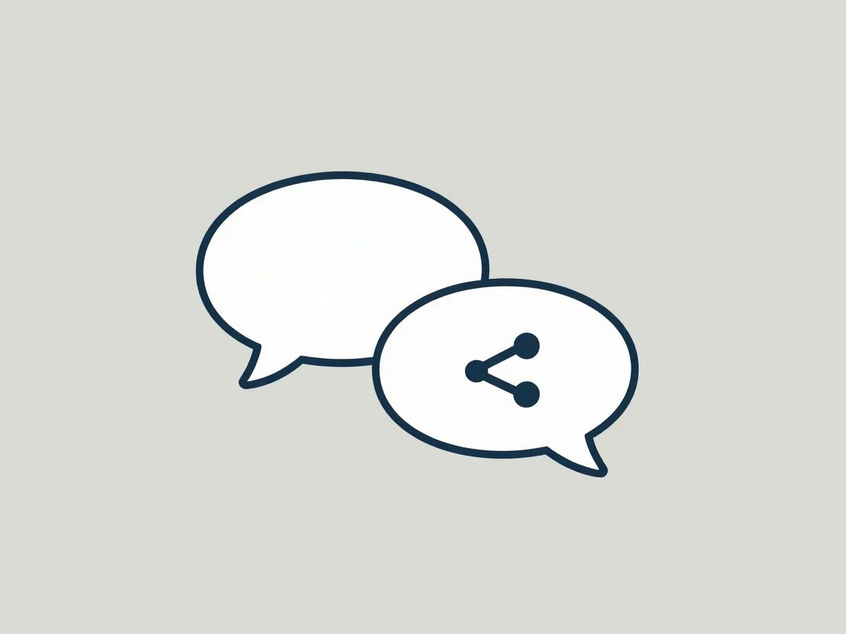 Simple flat vector illustration of two soft speech bubbles and a